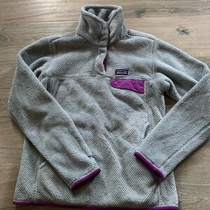 Patagonia Gray Fleece with Purple Trim
